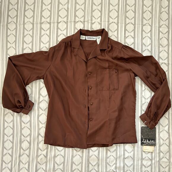 Vintage Lady Manhattan Sheer Brown Blouse NOS Deadstock Sz 10 M - Picture 8 of 13